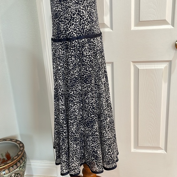 Bice by Anthropologie navy white sleeveless drop waist midi flapper dress 10 - Picture 6 of 16